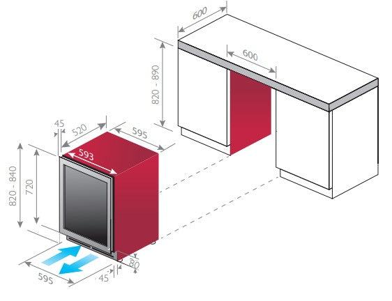 Vinkøleskab til underbyg (GF7260-2CAV)