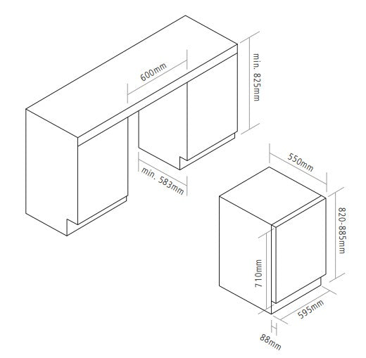 Vinkøleskab integreret (GF7260-2INTG)