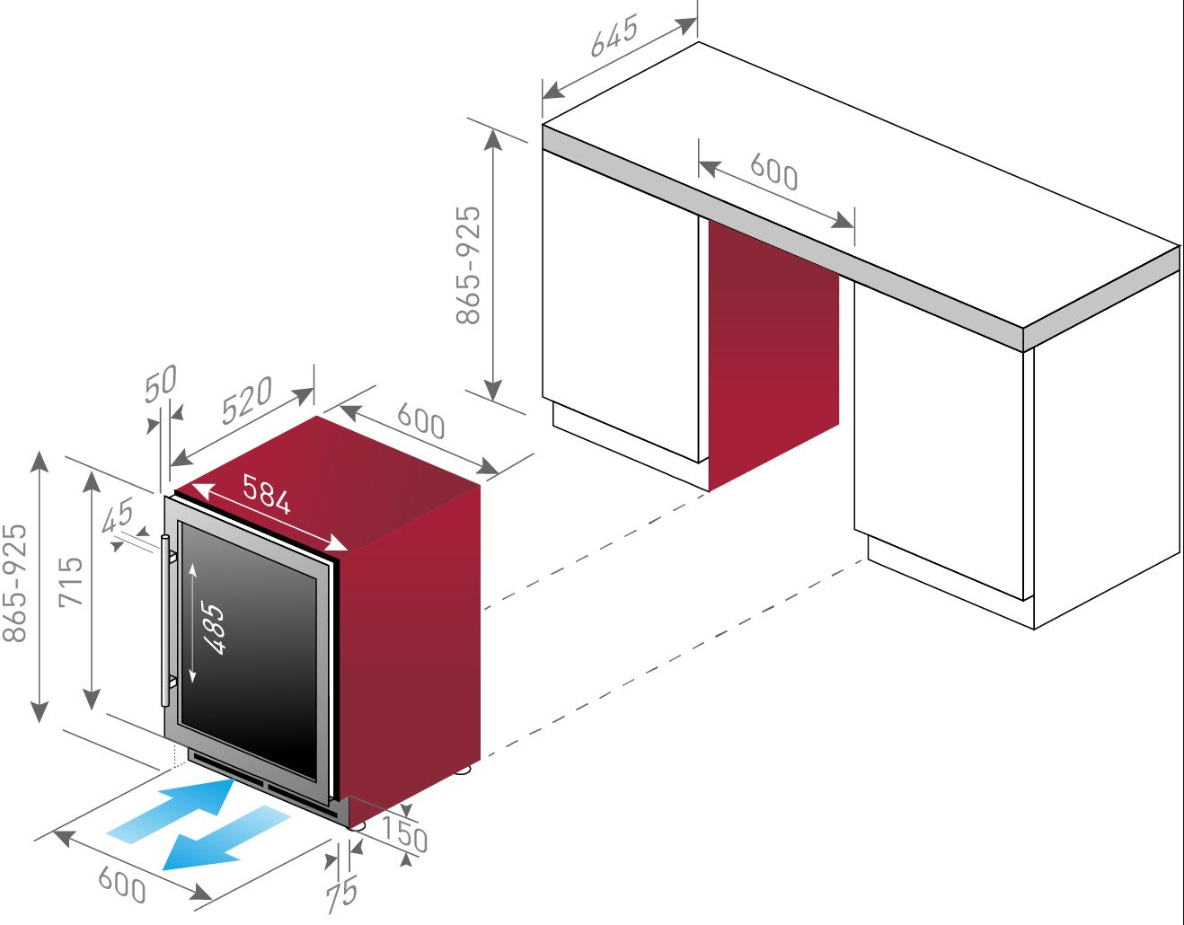 Vinkøl Fritstående/Underbyg (F7260-1)