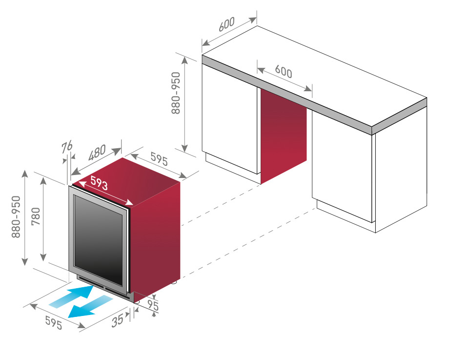 Vinkøleskab underbyg (F7860-2PC)