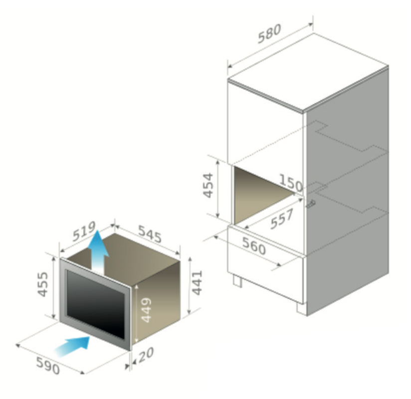 Vinkøleskab til indbygning (I45-1PC)