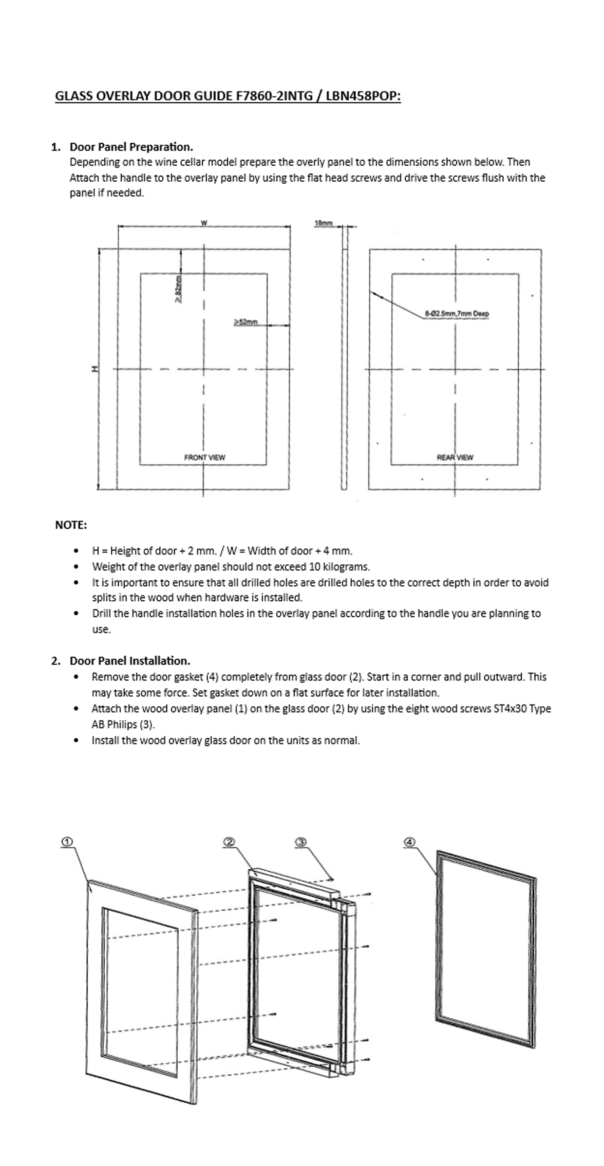 Vinkøleskab integreret (F7860-2INTG m. Push/Pull) - NY MODEL